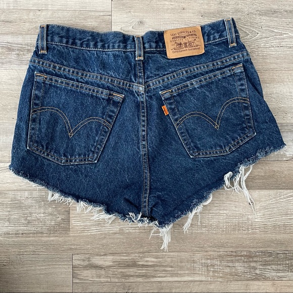 Levi’s Vintage 1990’s Orange Tab 619 Cut Off Denim Shorts - Picture 2 of 6